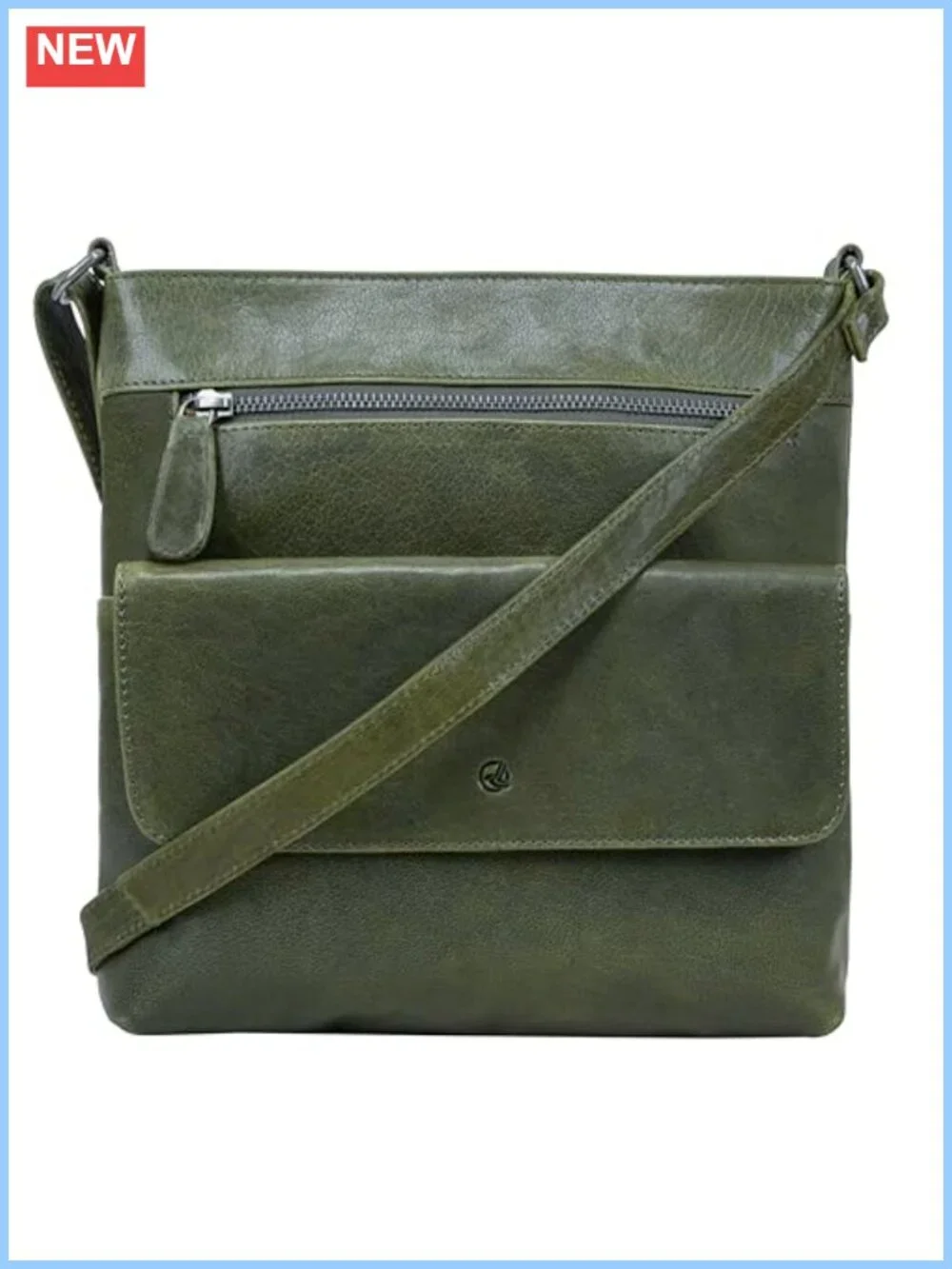 Genuine Washed Leather Crossbody Bag with Adjustable Strap